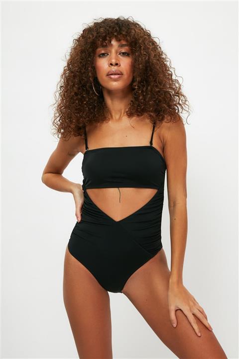 TRENDYOLMİLLA Siyah Cut-Out Detaylı Mayo TBESS21MA0197