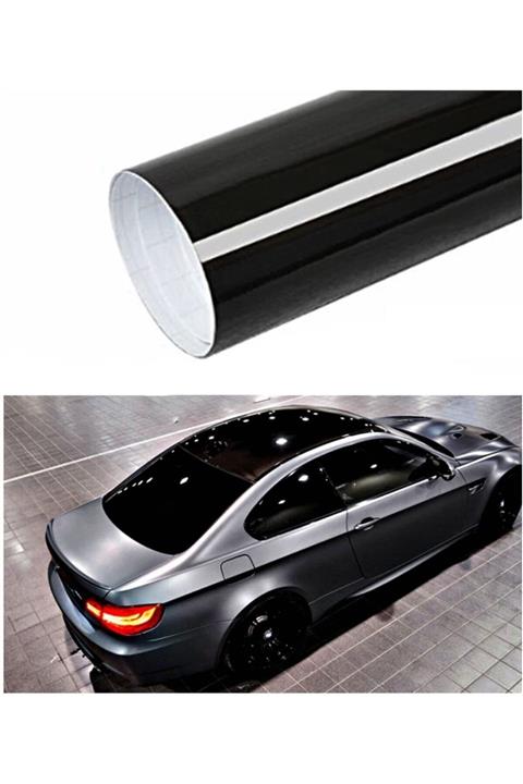 ÖzgürceSeç (152cm X 50cm) Cam Tavan Folyosu Parlak Siyah Hava Kanallı Piano Black Folyo