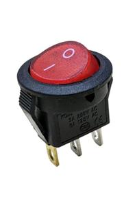 Site Hırdavat Ic-134d Kırmızı Mini Yuvarlak Işıksız Anahtar On/off Switch 3p