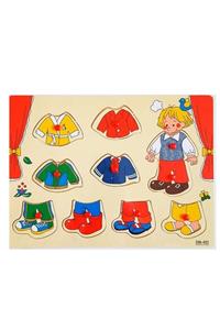 Çağrı Ahşap Tutmalı Eğitici Sevimli Elbise Giydirme Yapboz Puzzle Okul Öncesi Eğitici Bultak Puzzle