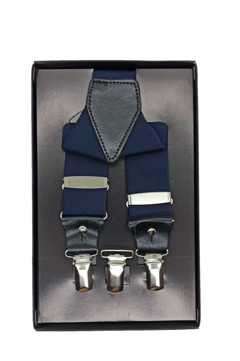 Putti Metal Klipsli Deri Pantolon Askısı Lacivert