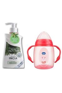 Wee Baby Kulplu Pembe Alıştırma Bardağı 250 ml + Incıa Incıa Doğal Zeytinyağlı Sıvı Sabun 250 ml