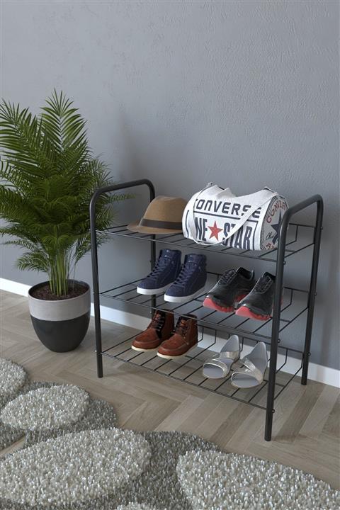 MONTANA 3 Raflı Metal Ayakkabılık Siyah