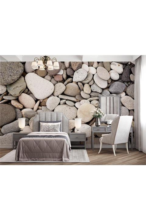 Özen Duvar Kağıtları Yuvarlak Taşlar 3d Boyutlu Duvar Kağıdı