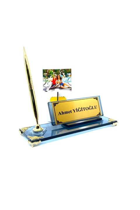 YİĞİTOĞLU DESIGN Premium Özel Tasarım Cam Masa Isimliği Seti K24