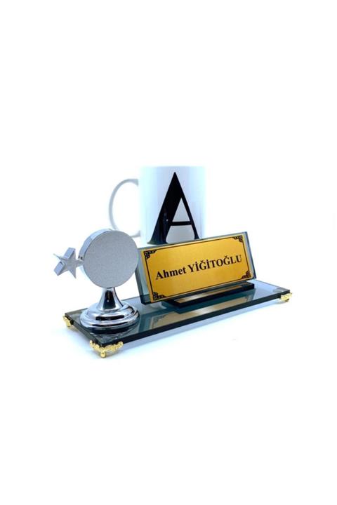 YİĞİTOĞLU DESIGN Premium Özel Tasarım Cam Masa Isimliği Seti N21