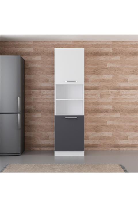 Minar 60 cm Mutfak Boy Dolabı Beyaz Antrasit D60-a2