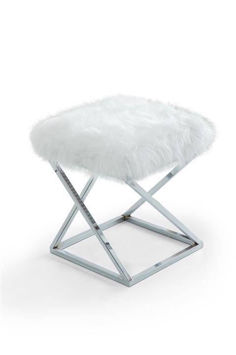 RENGEV London Peluş Puf Beyaz