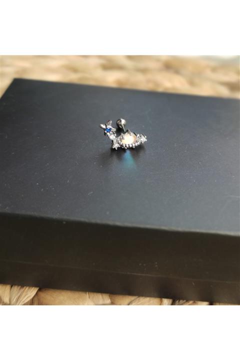 ecrin aksesuar Gümüş Renk Tragus Helix Piercing Küpe