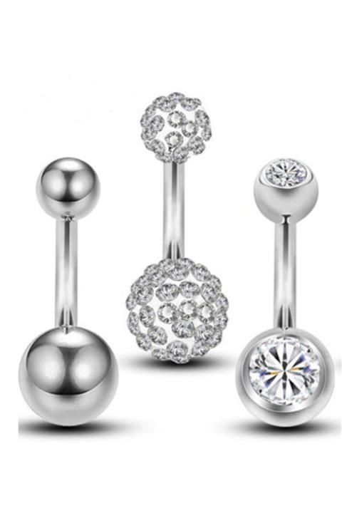 AyçaSilver 3'ü Göbek Piercing Set