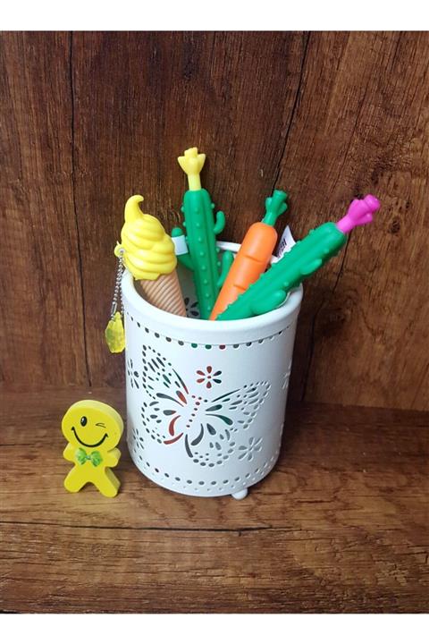 ÇİLEKHOME Hediyeik Kalemlik -kaktüs-dondurma -havuç Versatil Kalem Ve Silgi 40399