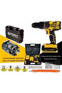 Sturdy Power Tools Metal Şanzıman 24 Volt 5,0 Ah Li-on Çift Akülü 24 Parça Uç Setli Şarjlı Matkap