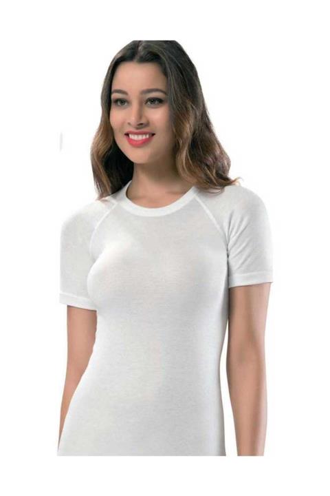 Erdem Kadın Kısa Kollu Atlet Termal Reglan Ekru