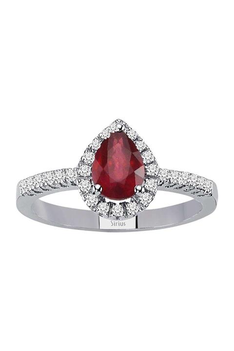 Sirius Pırlanta Pırlanta Ve Damla Yakut Taşlı Anturaj Yüzük