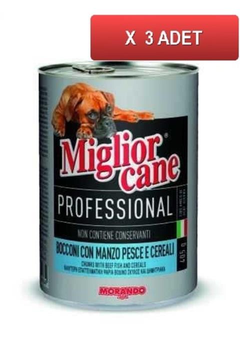 Miglior Biftekli Balıklı Hububatlı Köpek Konserve Maması 405 Gr (3 Adet)