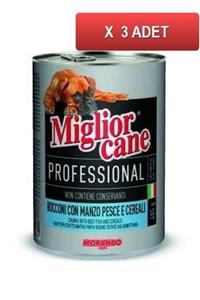Miglior Biftekli Balıklı Hububatlı Köpek Konserve Maması 405 Gr (3 Adet)