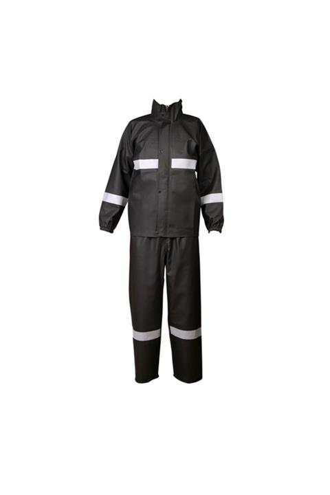 Prosev Dikişsiz Motosiklet Yağmurluk Takımı Pvc-pu Kumaş Xxl Beden Siyah