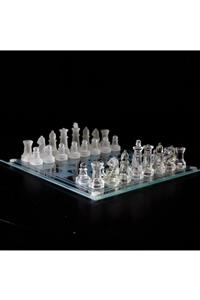 OZAH Glass Chess Cam Satranç Takımı 35 Cm X 35 Cm Dekoratif Hediyelik