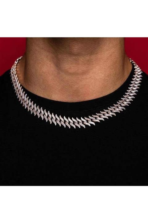 jestaksesuar Crown Cuban Chain Silver Zincir Kolye