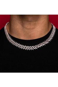 jestaksesuar Crown Cuban Chain Silver Zincir Kolye