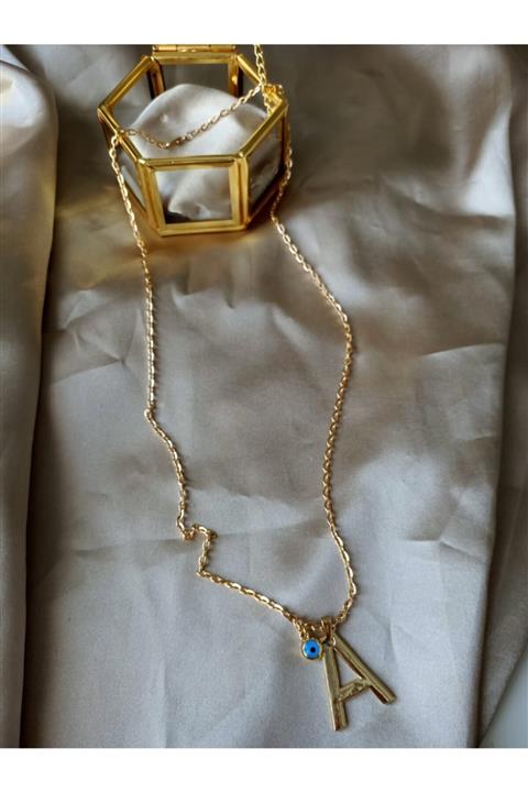 sun studıo A Harfi Boncuk Detaylı Ayarlanabilir Kolye