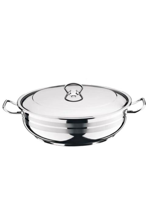 Berlin Jumbo Boy 36 Cm 13 Litre 304 Paslanmaz Çelik Büyük Basık Tencere Karnıyarık Pilav Tenceresi