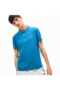 Lacoste Erkek Slim Fit Slim Fit Fermuarlı Yaka Mavi Kısa Kollu Polo PH5109