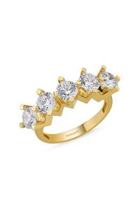 Sembol Gold 5 Taş Yüzük Sarı Altın Swarovski