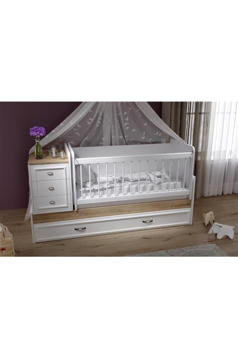 Baby Darling Lisa Büyüyen Beşik Meşe %100 Mdf