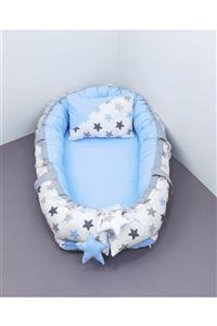 mordesign Mavi Büyük Yıldız Babynest Bebek Yatağı