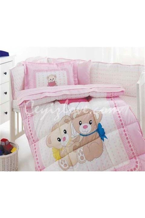 Özdilek Little Bear Ranforce Bebek Uyku Seti Ayıcıklı Pembe