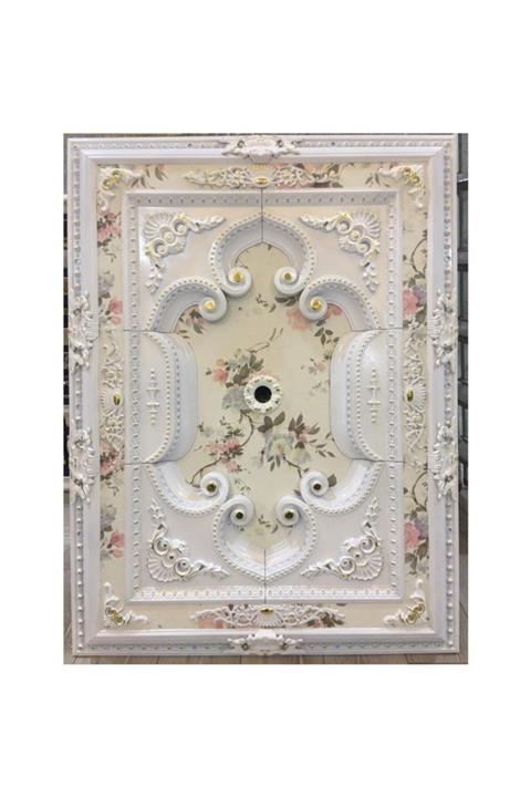 Decomanya Beyaz Altın Dikdörtgen Saray Tavan Göbeği 90*120 Cm