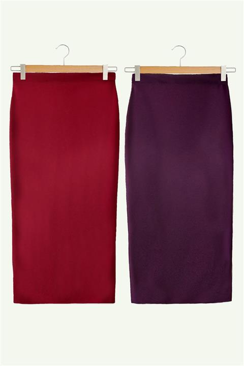 Essah Moda Kadın Bordo Kalem Etek - Mürdüm Kalem Etek