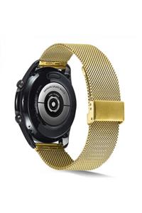 Huawei Watch Gt3 46mm Uyumlu Nezih Case 22mm Metal Hasır Kordon Gold