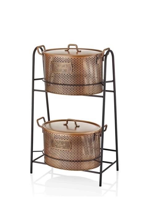 ŞAH Katlı (içi 2 Hazneli) Sebze Ve Meyve Standı - Gold