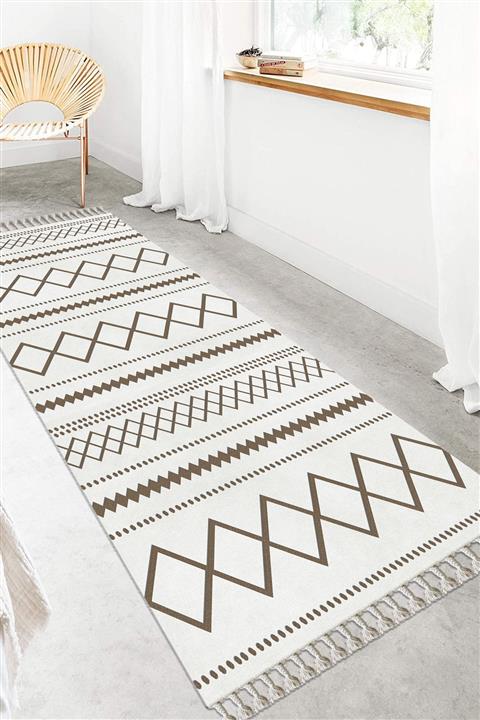 KIVIRCIK HALI En 150 cm Yıkanabilir Pamuk Taban Saçaklı Dijital Baskı Yolluk 150x150 Is-712-k