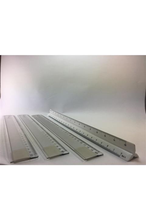 HATAS Cetvel Seti 1 Adet Tribledesimetre + 3 Adet 30 Cm Kalın Plastik Cetvel
