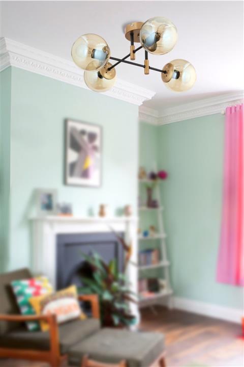 Apliqa Maral 4lü Siyah Eskitme Bal Camlı Salon Avize