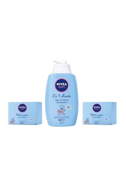 Nivea Baby Saç Ve Vücut Şampuanı 750 Ml + Kremli Bakım Yapan Bebek Sabunu 100 Gr * 2 Adet
