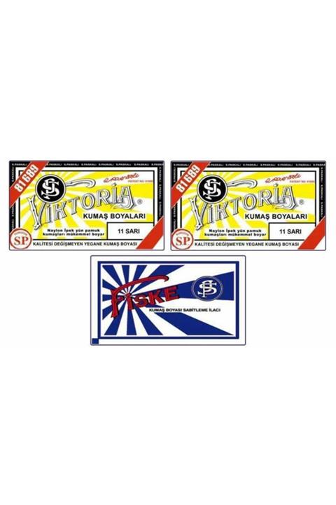 Kimyacınız 11 Sarı Renk Kumaş Boyası 2 Adet Fiske Sabitleme Ilacı