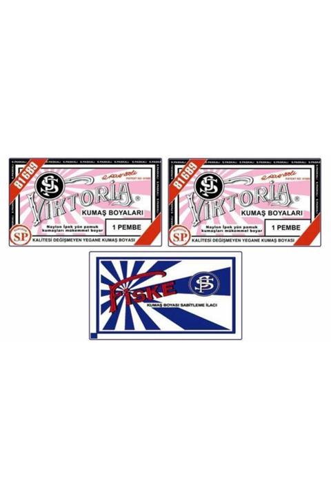 Kimyacınız 1 Pembe Renk Kumaş Boyası 2 Adet Fiske Sabitleme Ilacı