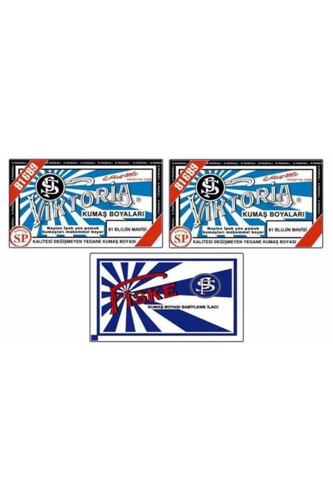 Kimyacınız 61 Blujin Mavisi Renk Kumaş Boyası 2 Adet Fiske Sabitleme Ilacı