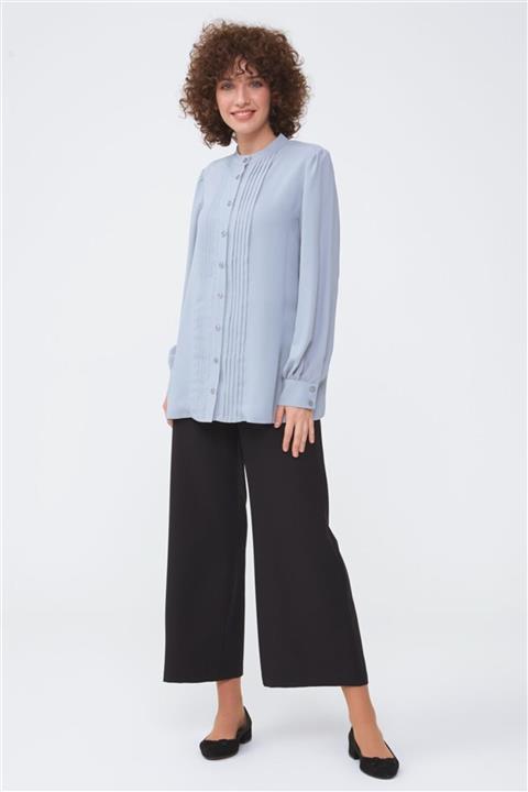 TALY'S Nervürlü Gri Gömlek