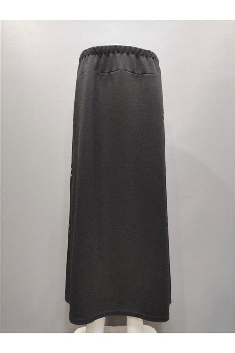 ModaMinar Kadın Yanları Düğme Modelli Kışlık Kalın Kumaş Etek