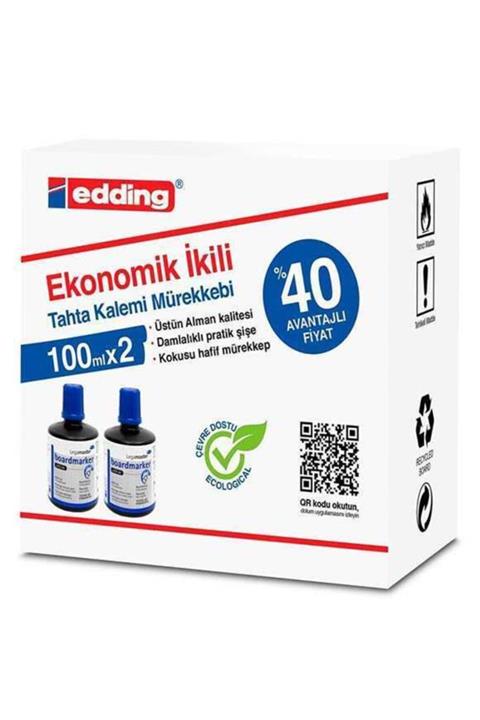 Edding Tahta Kalemi Mürekkebi 100ml 2li Kutu Mavi