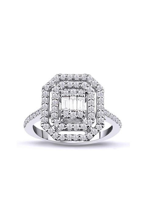 Amor Pırlanta Kadın  0.69 Karat Baget Pırlanta Yüzük F-sı 14k