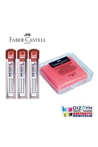 Faber Castell 3 adet 05 75 ml Min Ve 1 adet Pembe Hamur Silgi Set