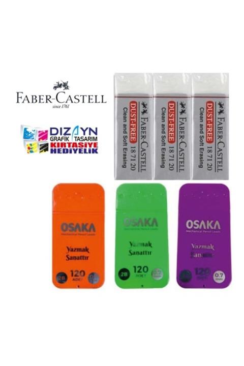Faber Castell 3 Adet Osaka 0,7min 2b Ve 3 Adet Büyük Beyaz Silgi Set