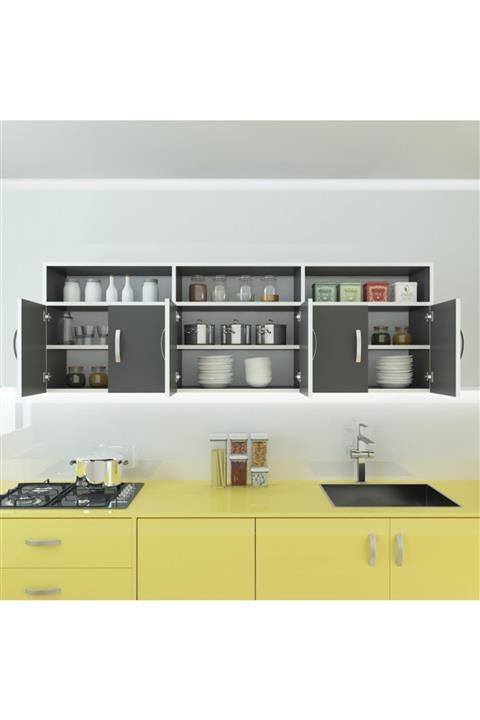 Kenzlife hazır mutfak feline gri 060*150*32 mutfak banyo dolabı kapaklı raflı