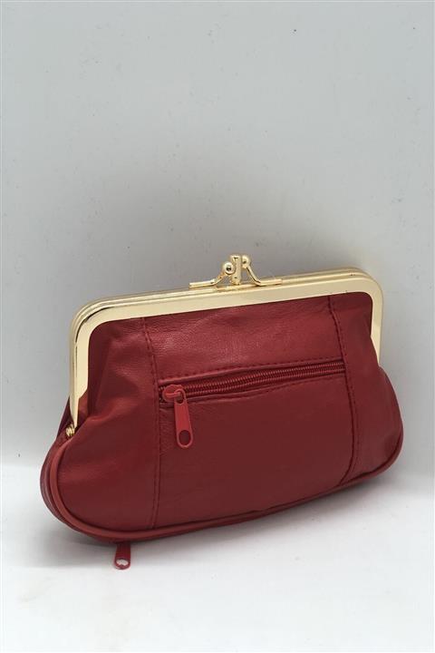 TopTrendy Klipsli Deri Kırmızı Kadın Cüzdanı